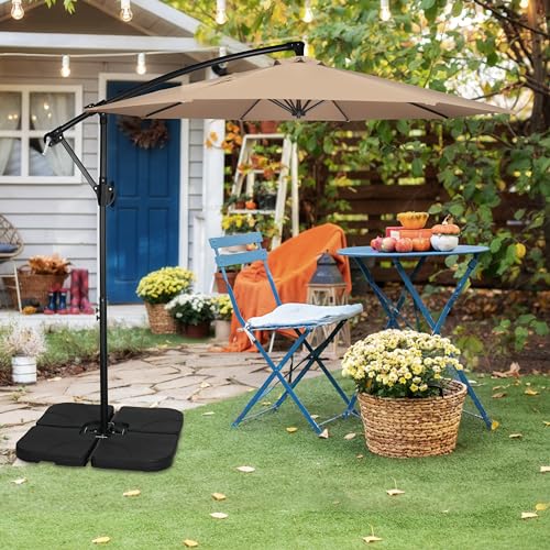 10ft Cantilever Patio Umbrella for Garden in Tan