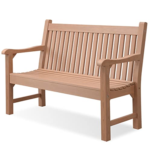 Psilvam 2-Person All-Weather Outdoor Garden Bench (Teak)