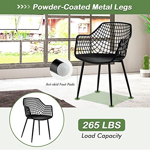Giantex Modern Black Arm Dining Chairs Set of 4
