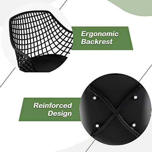 Giantex Modern Black Arm Dining Chairs Set of 4
