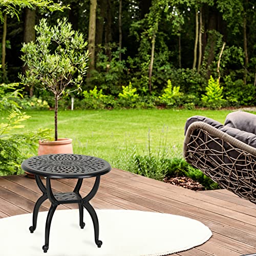 Centennial Cast Aluminum Round Bistro Table-Black Outdoor Garden