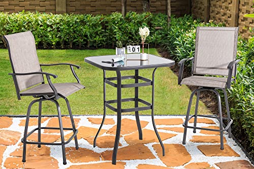 Shintenchi Patio Swivel Bar Set - Brown, 3-Piece