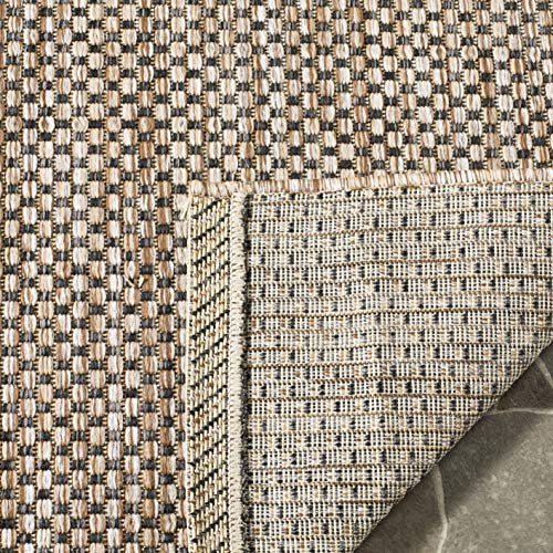 SAFAVIEH Courtyard Collection Rug - Natural/Black, 5'3" x 7'7