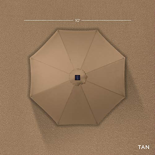 10ft Solar Powered LED Lighted Patio Umbrella - Tan