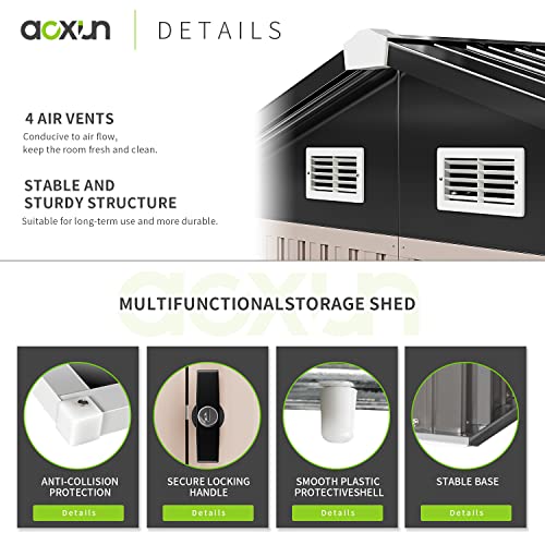Aoxun Outdoor Metal Storage Shed for Garden, 6.4x4 FT