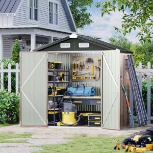 Aoxun Outdoor Metal Storage Shed for Garden, 6.4x4 FT