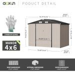 Aoxun Outdoor Metal Storage Shed for Garden, 6.4x4 FT