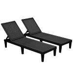 Devoko 2-Pack Adjustable Chaise Lounge Set - Black