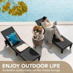 Devoko 2-Pack Adjustable Chaise Lounge Set - Black