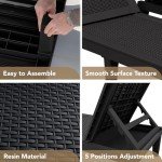 Devoko 2-Pack Adjustable Chaise Lounge Set - Black