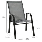 4-Piece Stackable Outdoor Chairs Set - Dark Grey