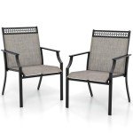 Set of 2 Outdoor Metal Frame Dining Chairs