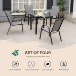 4-Piece Stackable Outdoor Chairs Set - Dark Grey