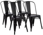 Set of 4 Stackable Black Metal Dining Chairs