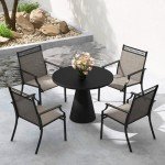 Set of 2 Outdoor Metal Frame Dining Chairs