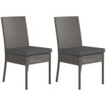 Outsunny 2-Piece Rattan Dining Chairs with Cushions