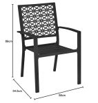 Set of 2 Stackable Black Metal Garden Chairs