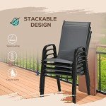 4-Piece Stackable Outdoor Chairs Set - Dark Grey