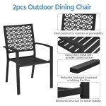 Set of 2 Stackable Black Metal Garden Chairs