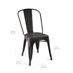 Set of 4 Stackable Black Metal Dining Chairs