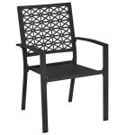 Set of 2 Stackable Black Metal Garden Chairs