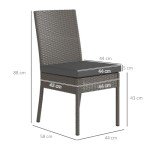 Outsunny 2-Piece Rattan Dining Chairs with Cushions