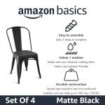 Set of 4 Stackable Black Metal Dining Chairs