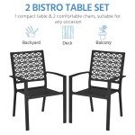 Set of 2 Stackable Black Metal Garden Chairs