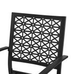 Set of 2 Stackable Black Metal Garden Chairs