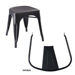 Set of 4 Stackable Black Metal Dining Chairs