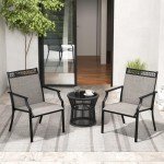 Set of 2 Outdoor Metal Frame Dining Chairs