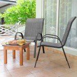 Stackable Garden Chairs Set of 4 - Grey
