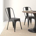 Set of 4 Stackable Black Metal Dining Chairs