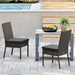 Outsunny 2-Piece Rattan Dining Chairs with Cushions