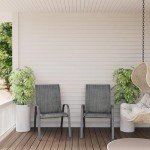 Stackable Garden Chairs Set of 4 - Grey