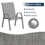 Stackable Garden Chairs Set of 4 - Grey