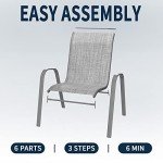 Stackable Garden Chairs Set of 4 - Grey