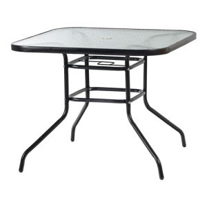 Black Metal Frame Glass Top Garden Dining Table