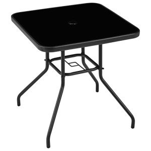 Square Bistro Table with Umbrella Hole - Black