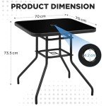 Square Bistro Table with Umbrella Hole - Black