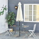 Grey Metal Frame Garden Dining Table with Parasol Hole
