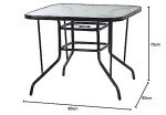 Black Metal Frame Glass Top Garden Dining Table