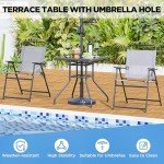Square Bistro Table with Umbrella Hole - Black