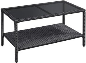 Yaheetech Outdoor Rattan Coffee Table with Storage