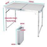 Portable 120cm Folding Picnic Table with Adjustable Height