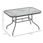 Grey Metal Frame Garden Dining Table with Parasol Hole