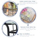 Black Metal Frame Glass Top Garden Dining Table