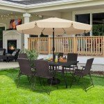 Large Patio Dining Table for 6 with Umbrella Hole