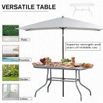 Grey Metal Frame Garden Dining Table with Parasol Hole