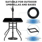Square Bistro Table with Umbrella Hole - Black